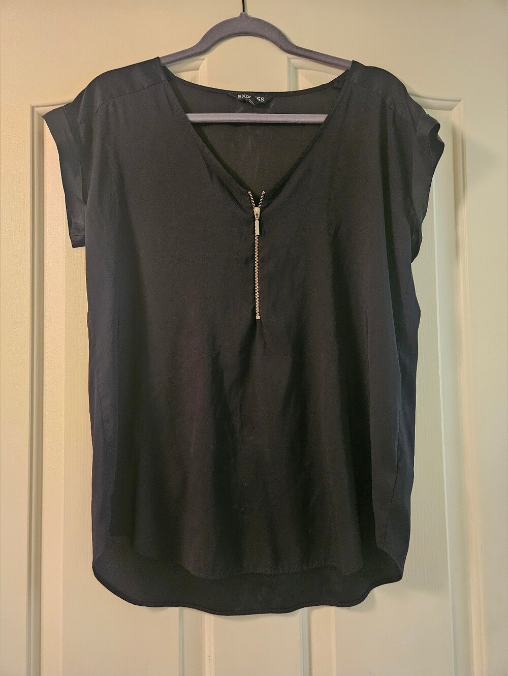 Express Women's Black Short-Sleeve Blouse